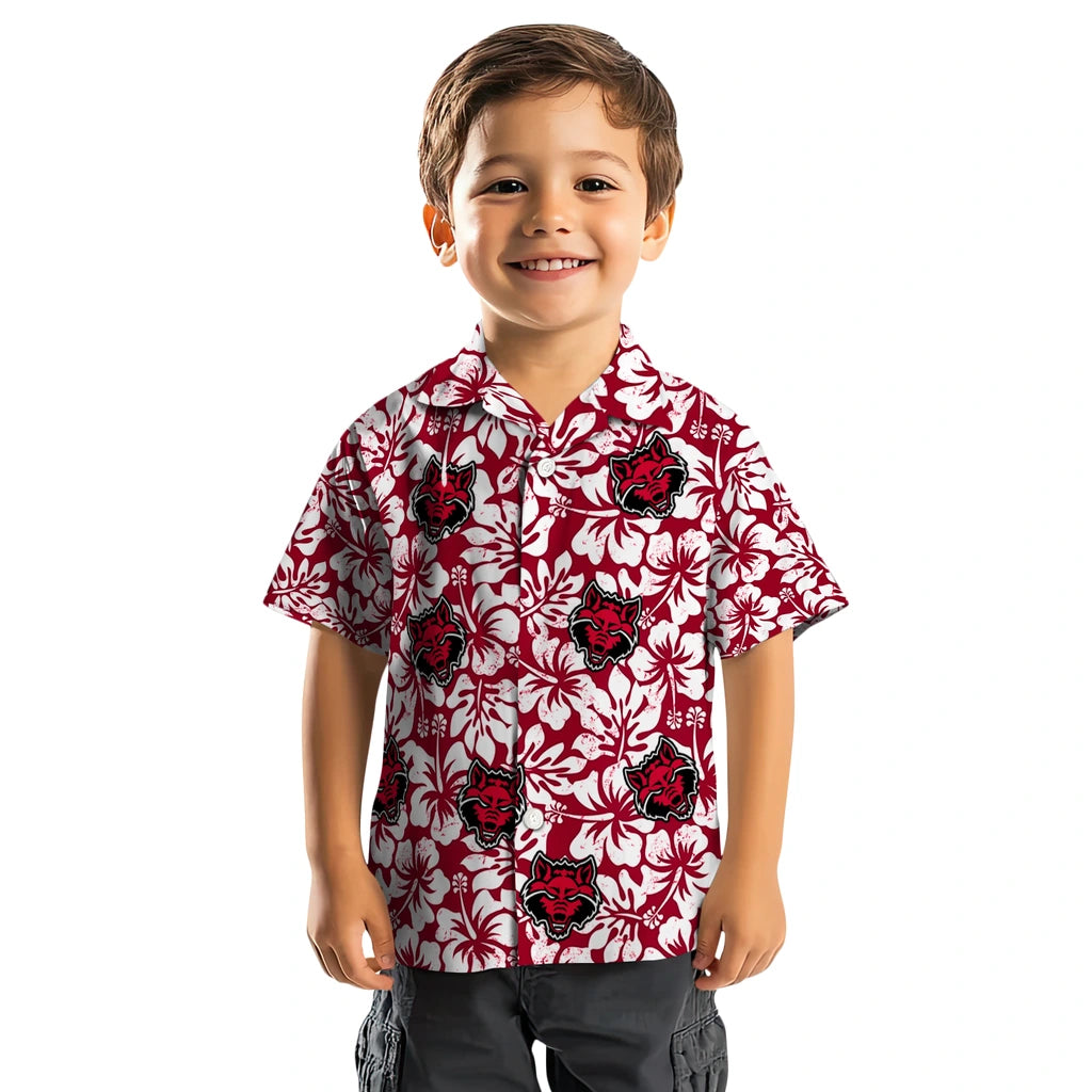 Arkansas State Red Wolves Hawaiian Shirt - Hibiscus Motif | Moonbestprint