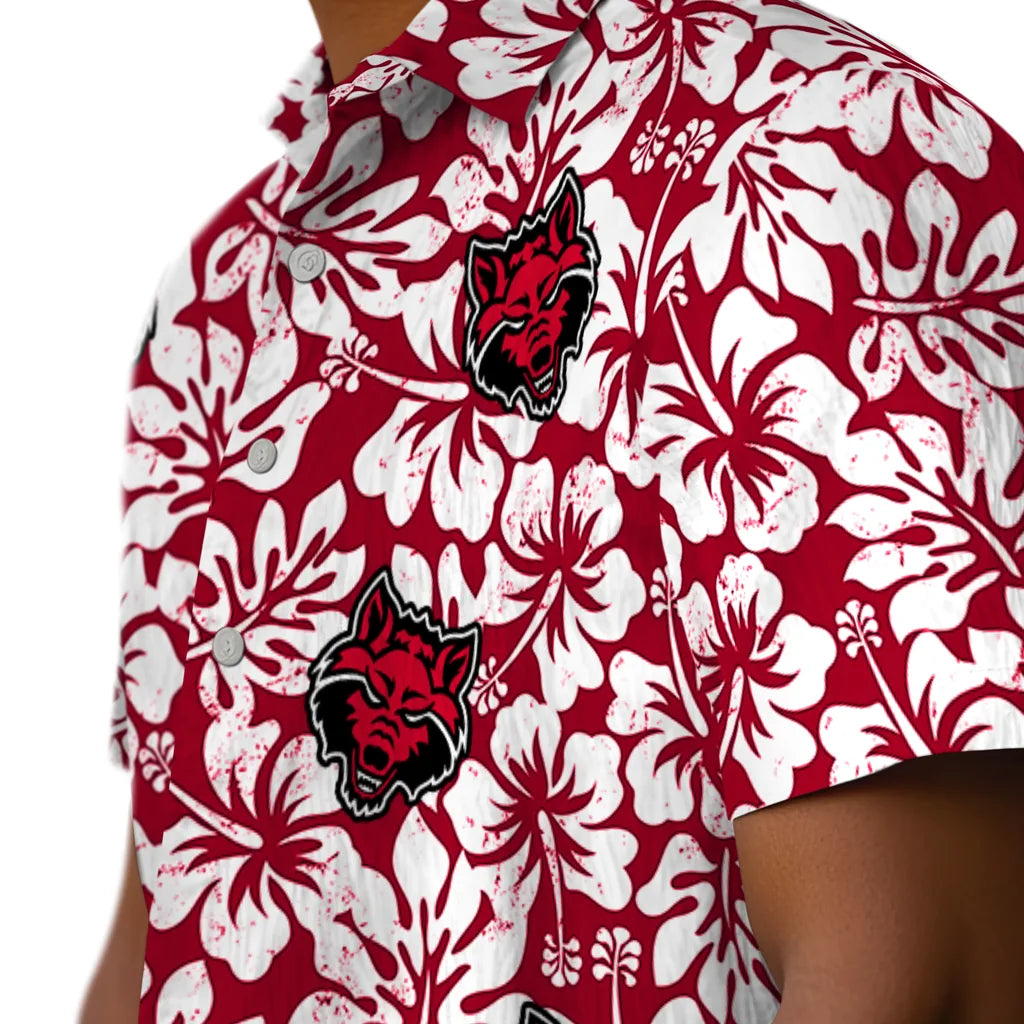 Arkansas State Red Wolves Hawaiian Shirt - Hibiscus Motif | Moonbestprint