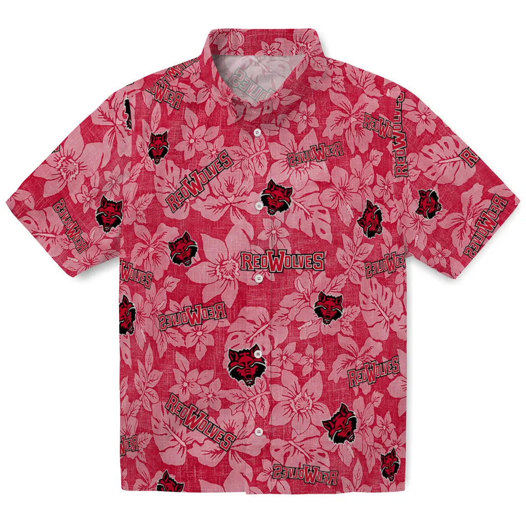 Arkansas State Red Wolves Hawaiian Shirt - Hibiscus Oasis | Moonbestprint