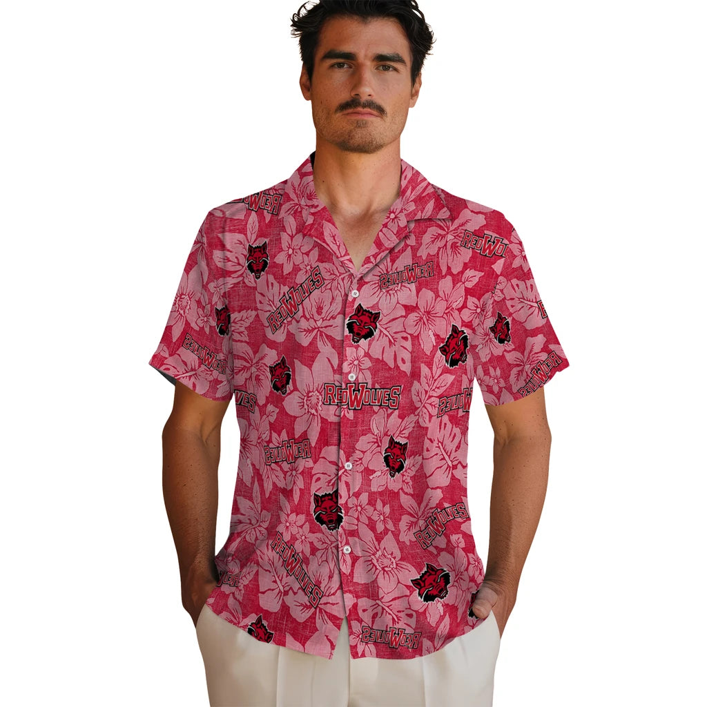 Arkansas State Red Wolves Hawaiian Shirt - Hibiscus Oasis | Moonbestprint