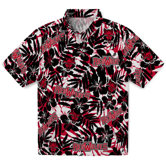 Arkansas State Red Wolves Hawaiian Shirt - Hibiscus Overlay | Moonbestprint