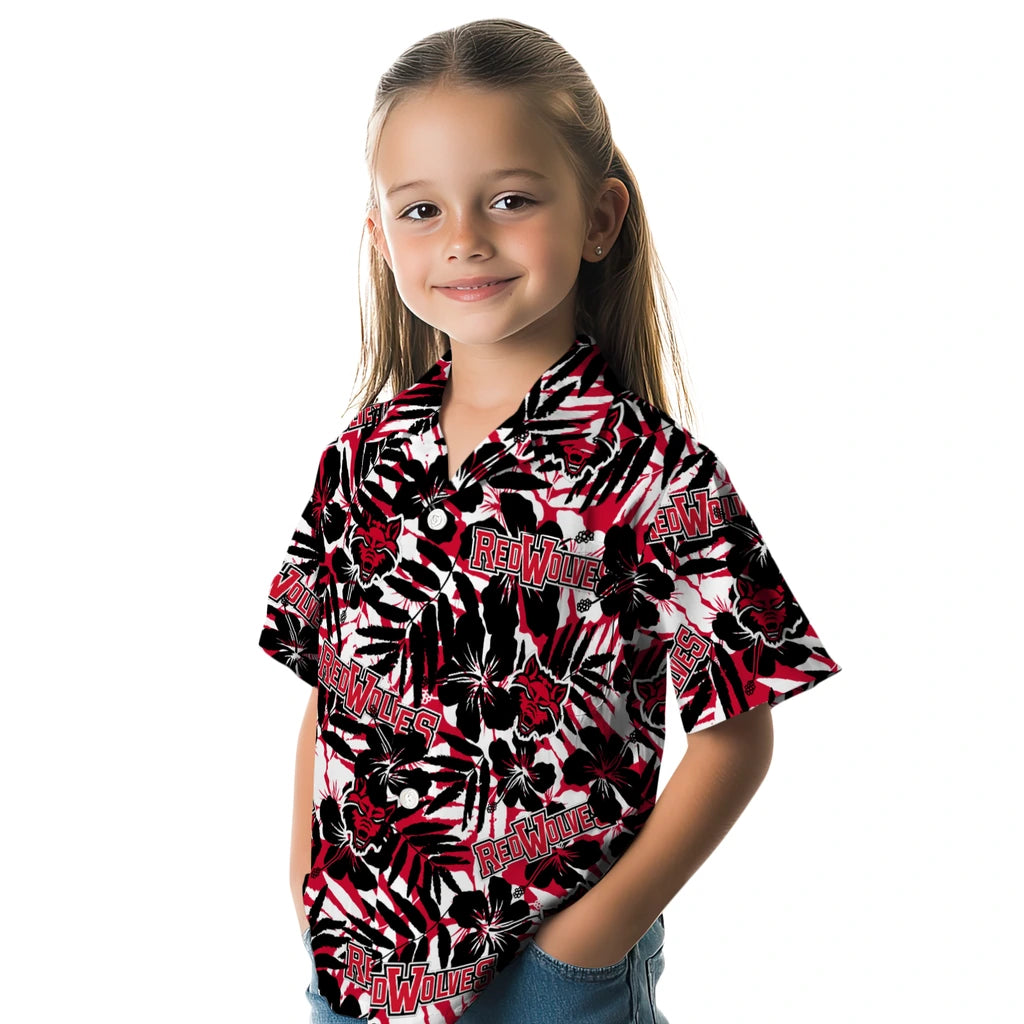 Arkansas State Red Wolves Hawaiian Shirt - Hibiscus Overlay | Moonbestprint