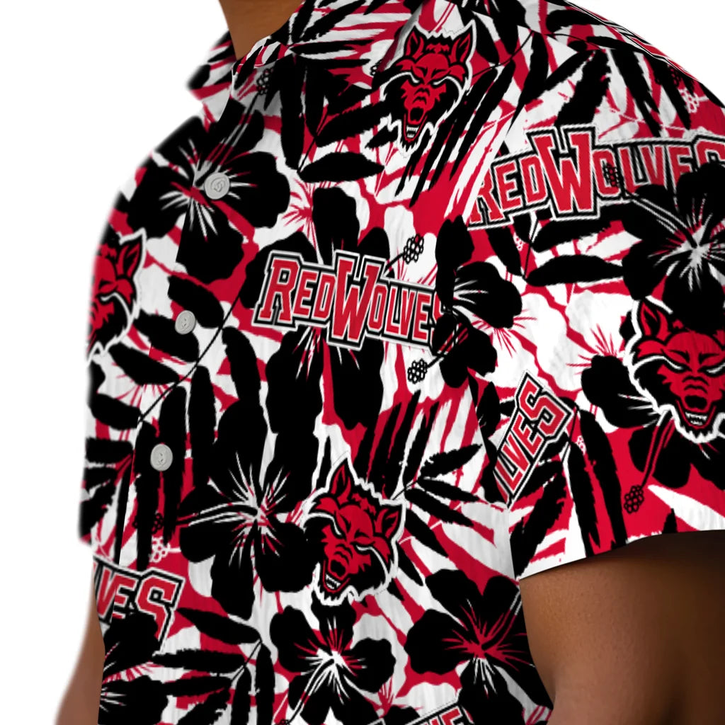 Arkansas State Red Wolves Hawaiian Shirt - Hibiscus Overlay | Moonbestprint