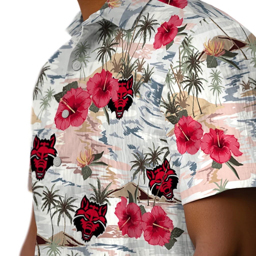 Arkansas State Red Wolves Hawaiian Shirt - Hibiscus Seaside | Moonbestprint