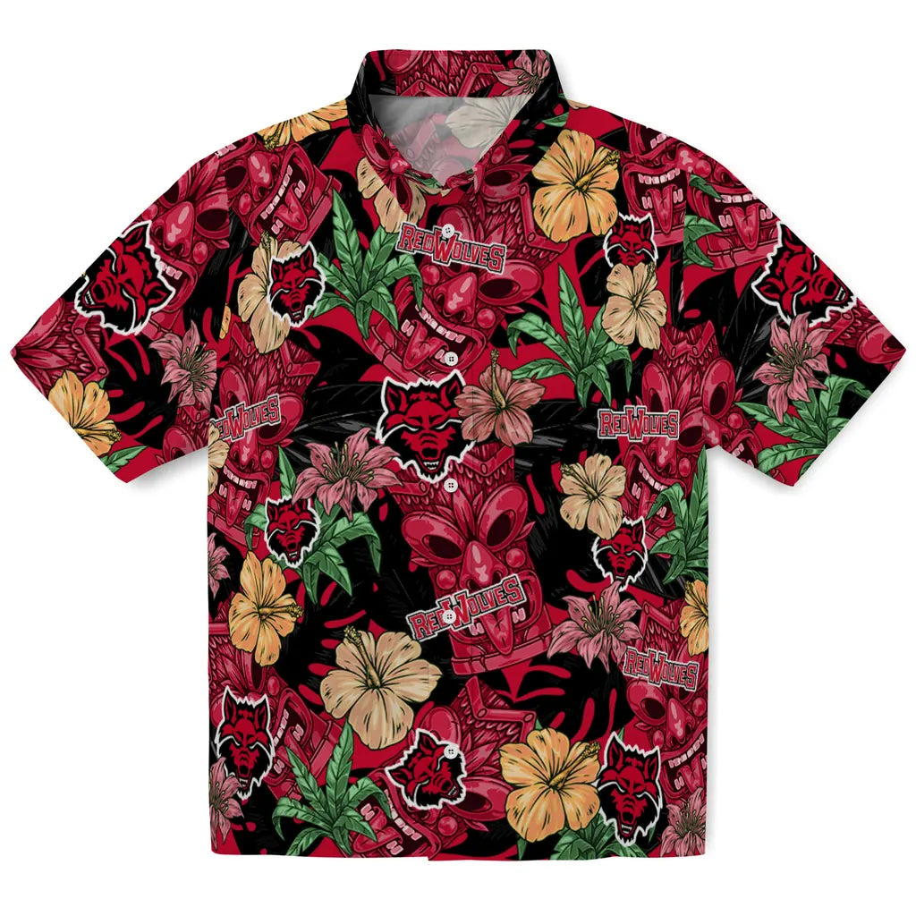 Arkansas State Red Wolves Hawaiian Shirt - Hibiscus Tiki Jungle | Moonbestprint