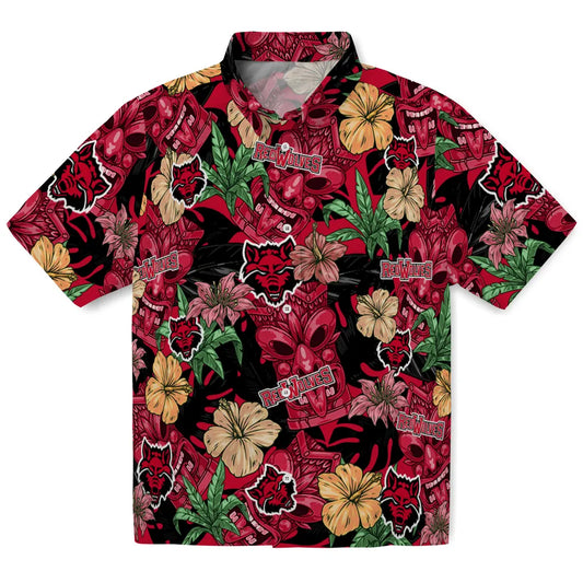 Arkansas State Red Wolves Hawaiian Shirt - Hibiscus Tiki Jungle | Moonbestprint