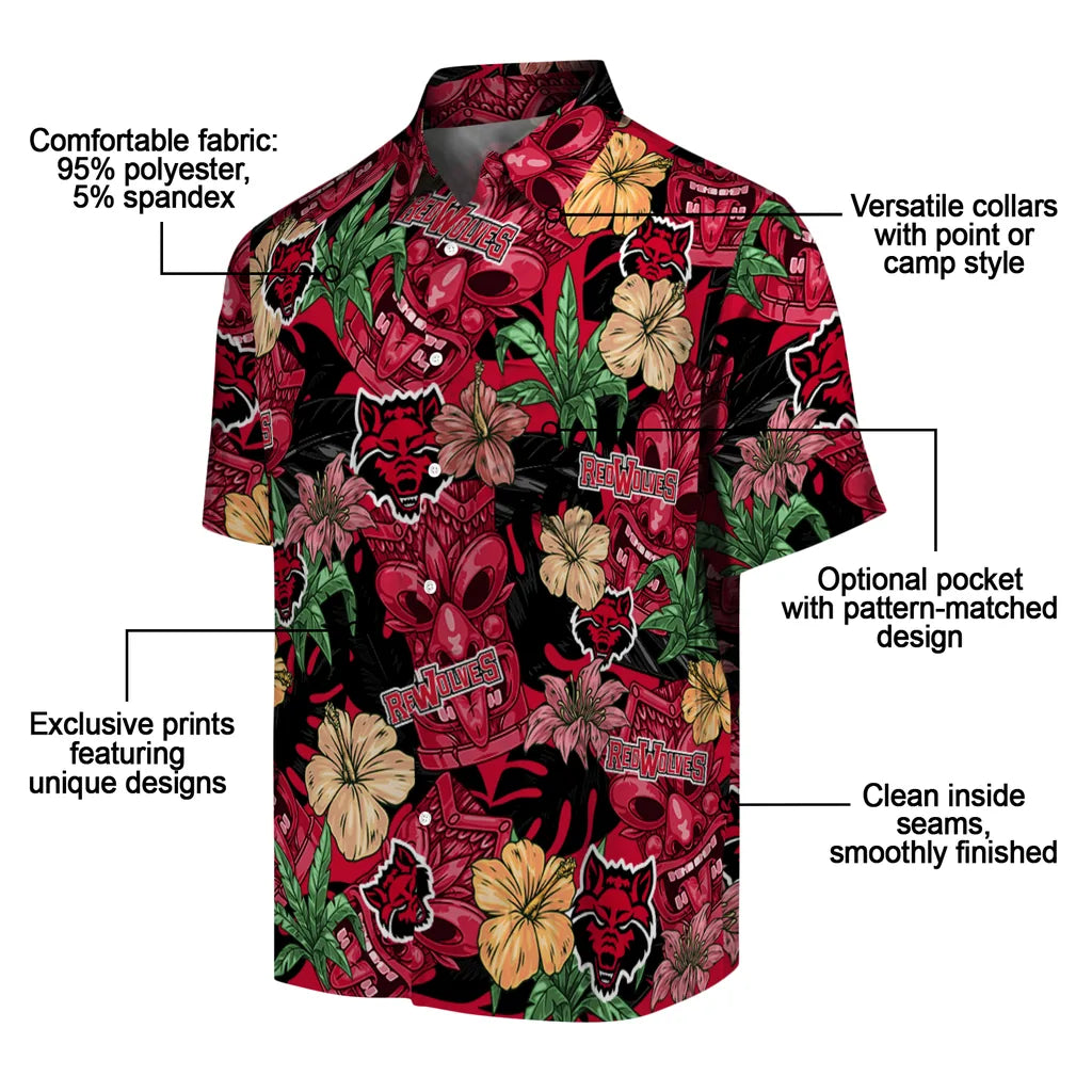 Arkansas State Red Wolves Hawaiian Shirt - Hibiscus Tiki Jungle | Moonbestprint