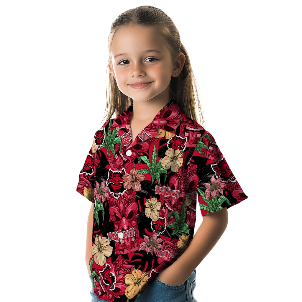 Arkansas State Red Wolves Hawaiian Shirt - Hibiscus Tiki Jungle | Moonbestprint