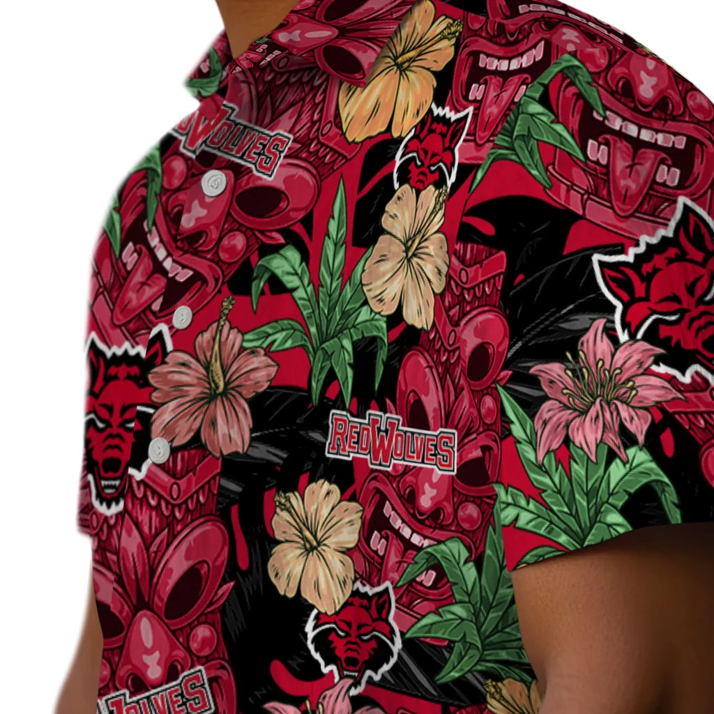 Arkansas State Red Wolves Hawaiian Shirt - Hibiscus Tiki Jungle | Moonbestprint