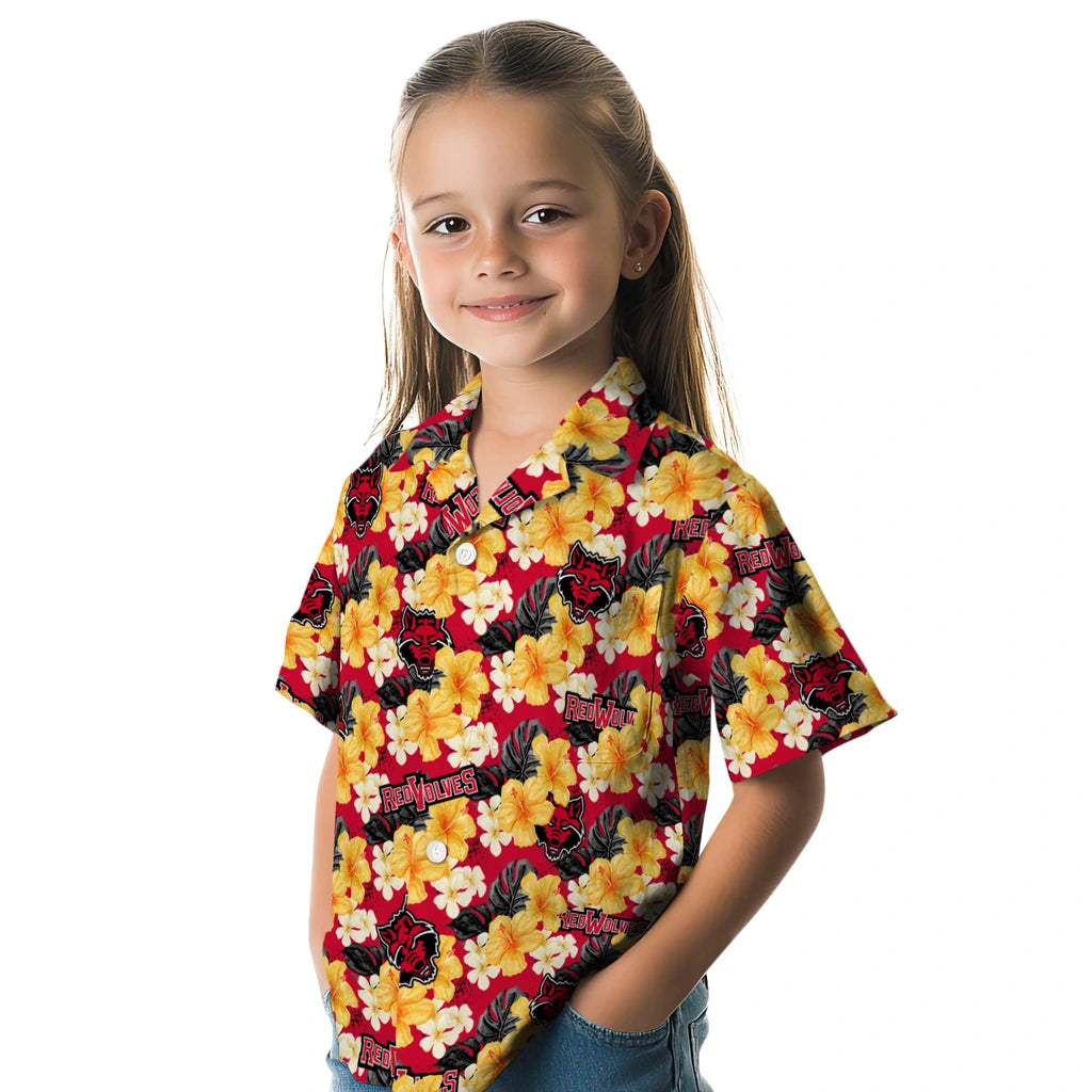 Arkansas State Red Wolves Hawaiian Shirt - Hibiscus Tropics | Moonbestprint
