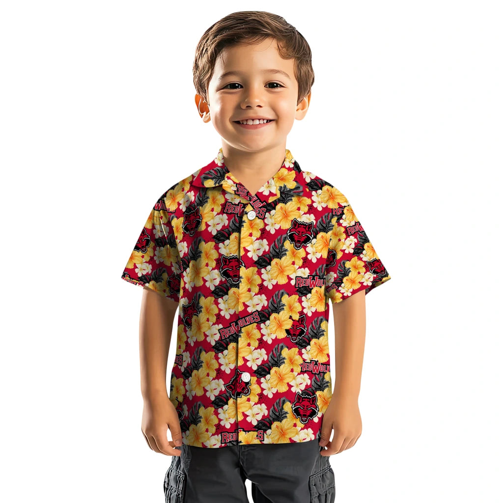 Arkansas State Red Wolves Hawaiian Shirt - Hibiscus Tropics | Moonbestprint