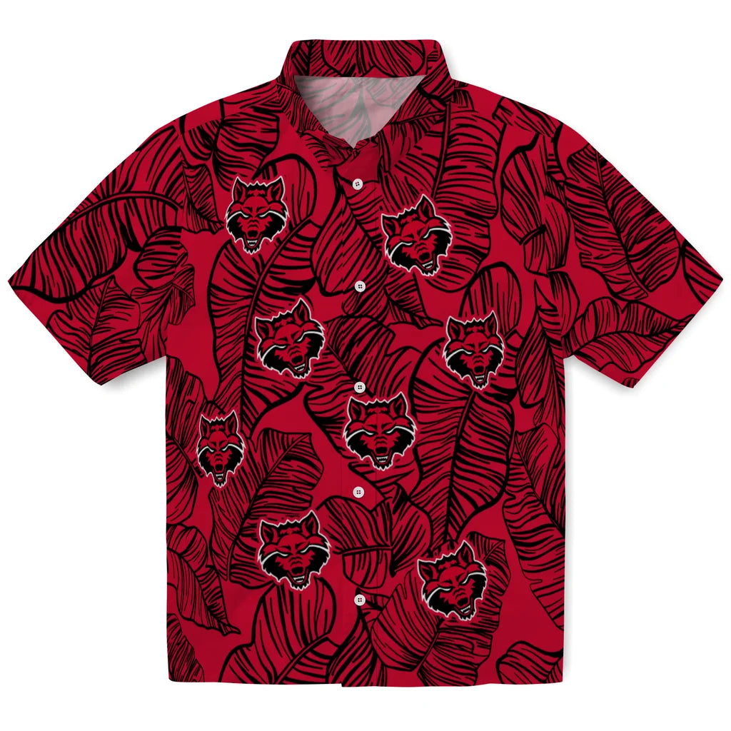 Arkansas State Red Wolves Hawaiian Shirt - Leaf Outline | Moonbestprint