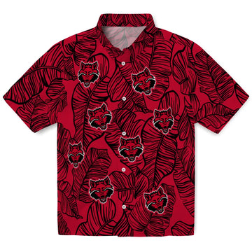 Arkansas State Red Wolves Hawaiian Shirt - Leaf Outline | Moonbestprint
