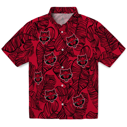 Arkansas State Red Wolves Hawaiian Shirt - Leaf Outline | Moonbestprint