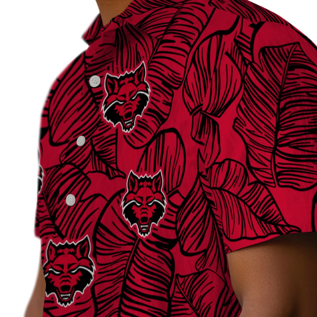 Arkansas State Red Wolves Hawaiian Shirt - Leaf Outline | Moonbestprint