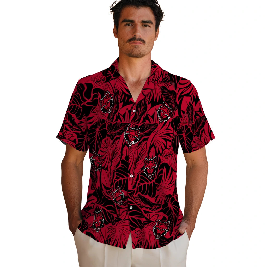 Arkansas State Red Wolves Hawaiian Shirt - Monstera Layer | Moonbestprint