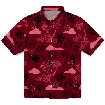 Arkansas State Red Wolves Hawaiian Shirt - Palm And Clouds | Moonbestprint