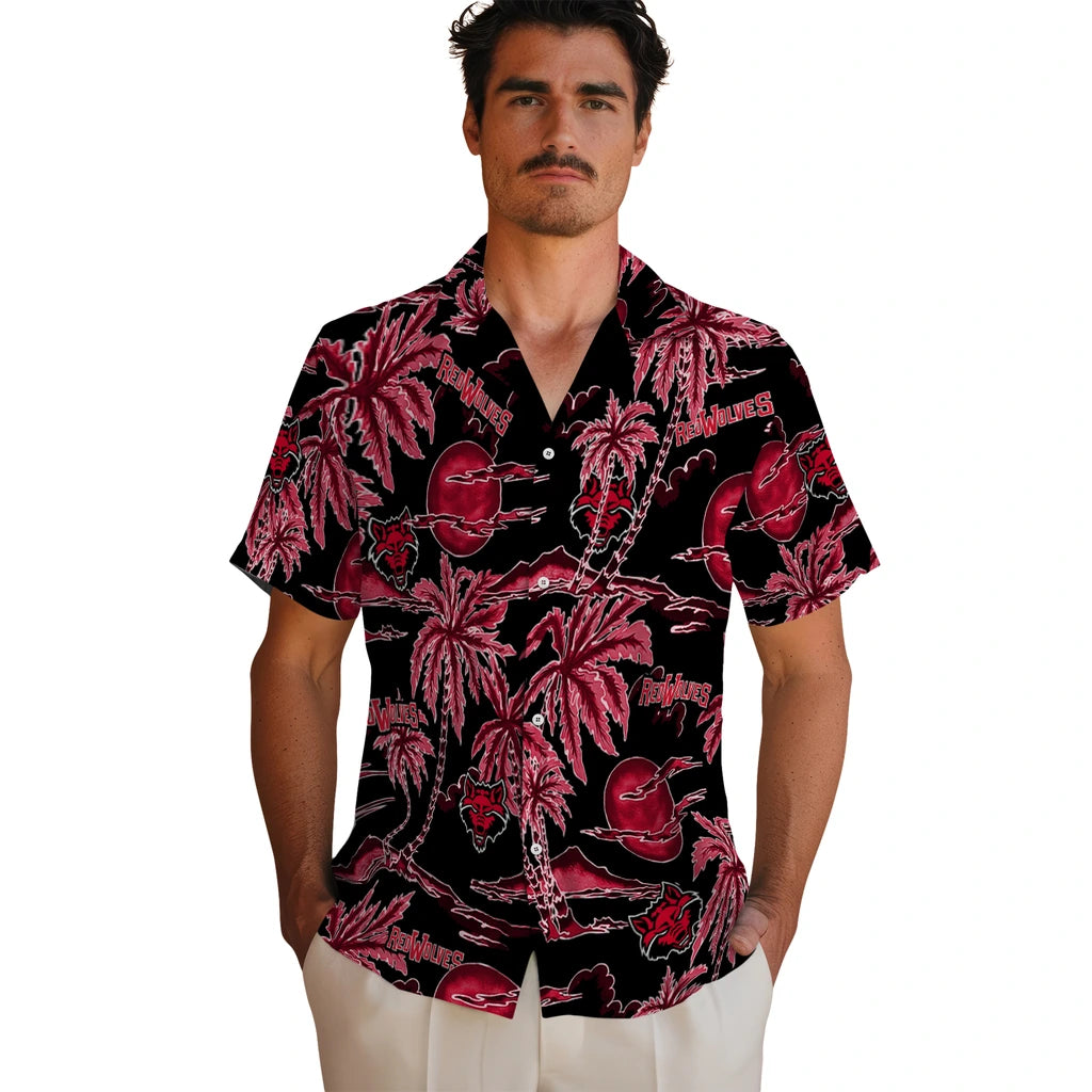 Arkansas State Red Wolves Hawaiian Shirt - Palm Sunset | Moonbestprint