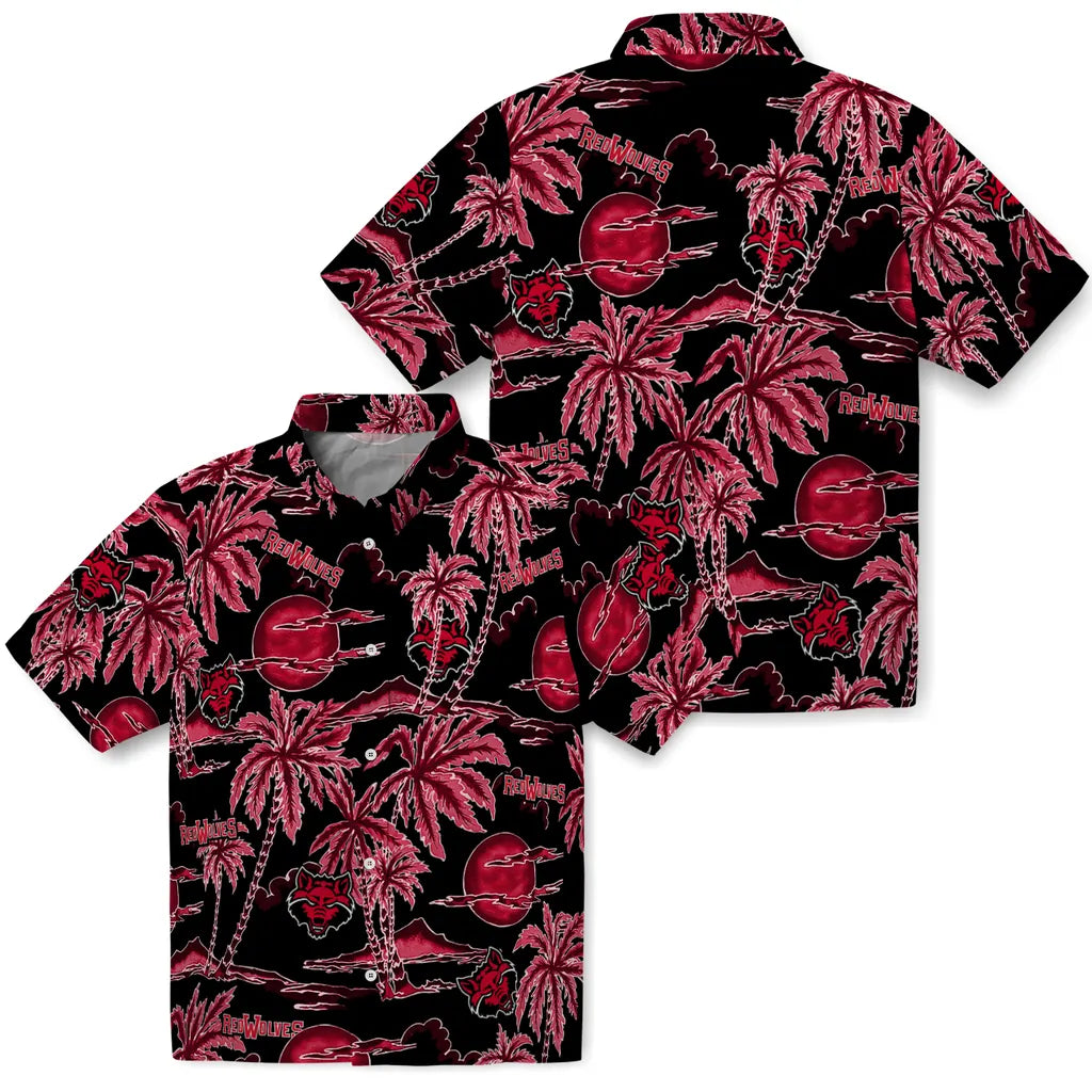 Arkansas State Red Wolves Hawaiian Shirt - Palm Sunset | Moonbestprint