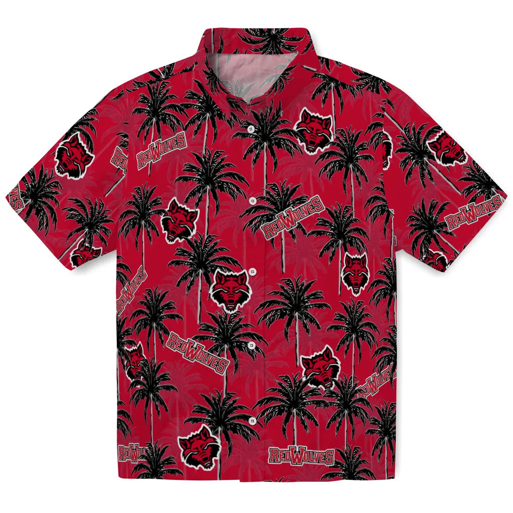 Arkansas State Red Wolves Hawaiian Shirt - Palm Tree Motif | Moonbestprint