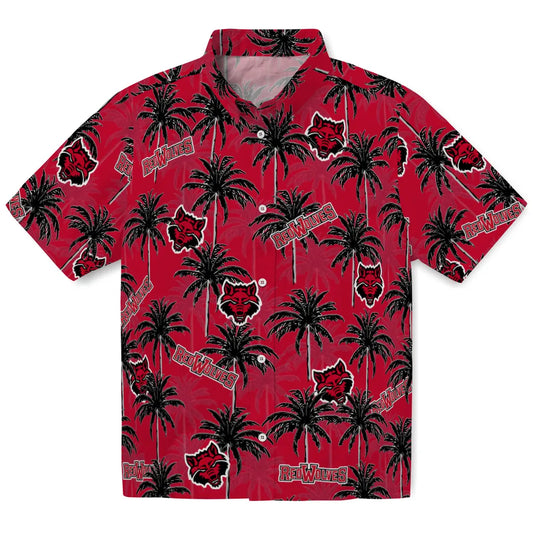 Arkansas State Red Wolves Hawaiian Shirt - Palm Tree Motif | Moonbestprint
