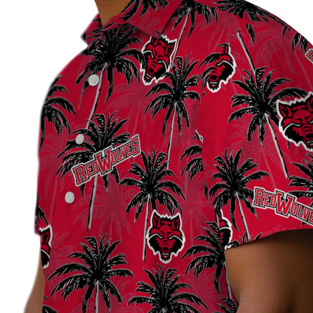 Arkansas State Red Wolves Hawaiian Shirt - Palm Tree Motif | Moonbestprint