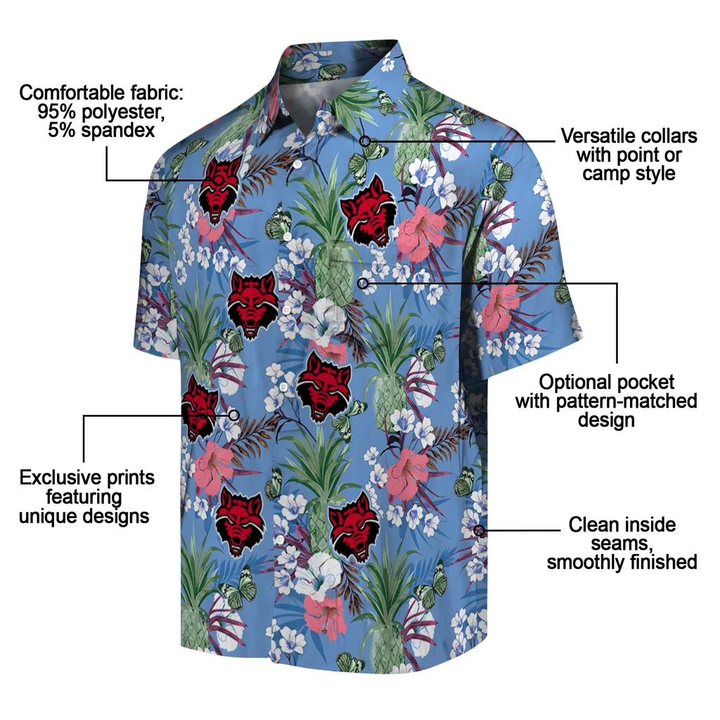Arkansas State Red Wolves Hawaiian Shirt - Pineapple Bouquet | Moonbestprint