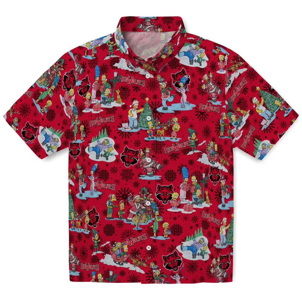 Arkansas State Red Wolves Hawaiian Shirt - Simpsons Christmas | Moonbestprint