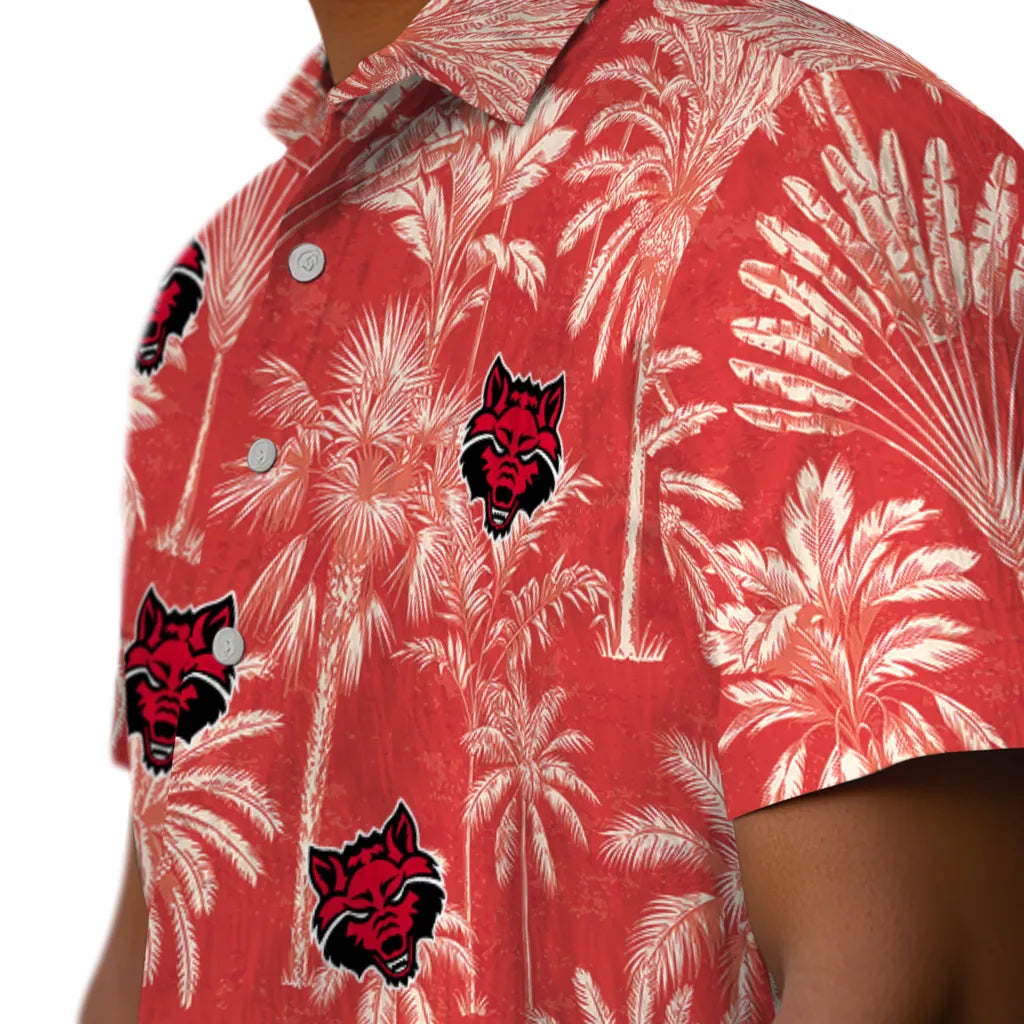 Arkansas State Red Wolves Hawaiian Shirt - Vintage Palm Tree | Moonbestprint