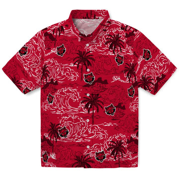 Arkansas State Red Wolves Hawaiian Shirt - Wave Palm | Moonbestprint