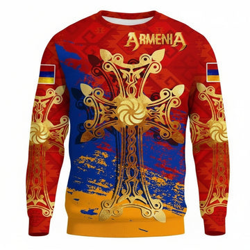 Armenia Khachkar Armenian Cross Special Sweater Knitted Long-Sleeved Sweater A7 ? Usalast