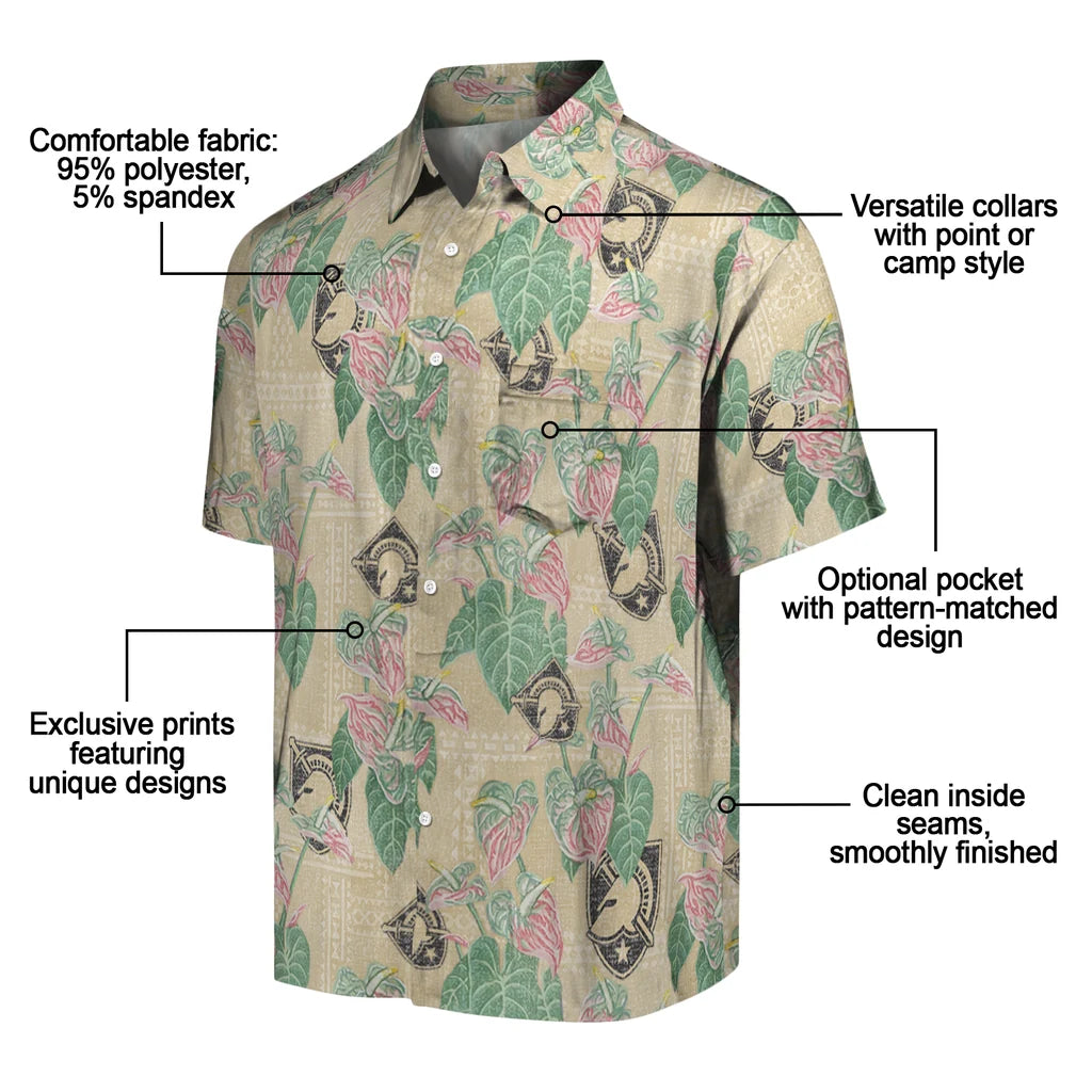 Army Black Knights Hawaiian Shirt - Anthurium Overlay | Moonbestprint