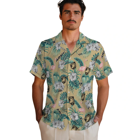 Army Black Knights Hawaiian Shirt - Flamingo and Hibiscus | Moonbestprint