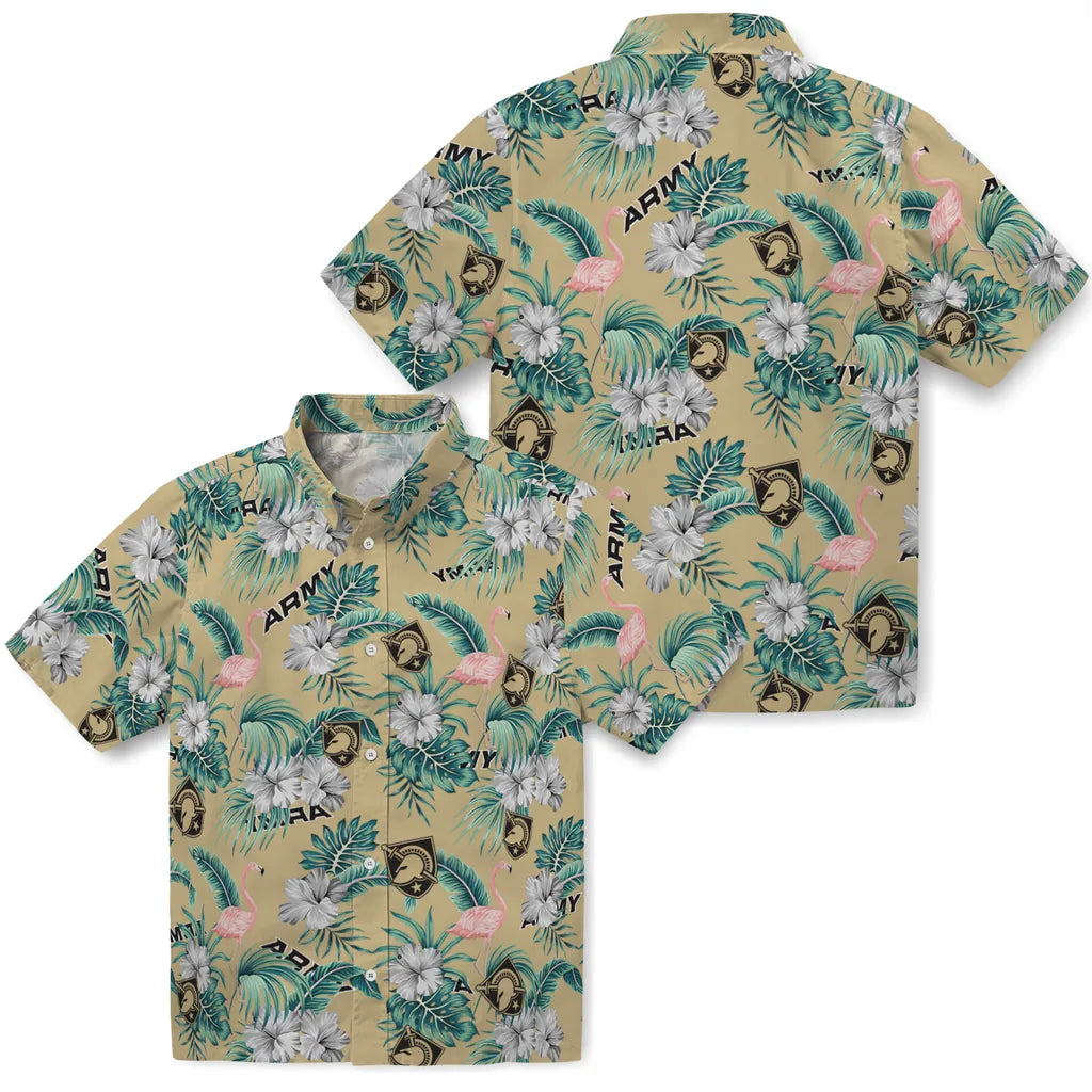Army Black Knights Hawaiian Shirt - Flamingo and Hibiscus | Moonbestprint