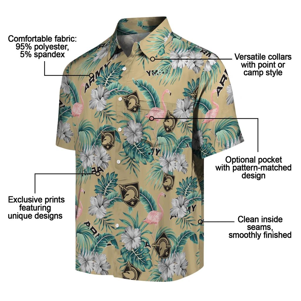 Army Black Knights Hawaiian Shirt - Flamingo and Hibiscus | Moonbestprint