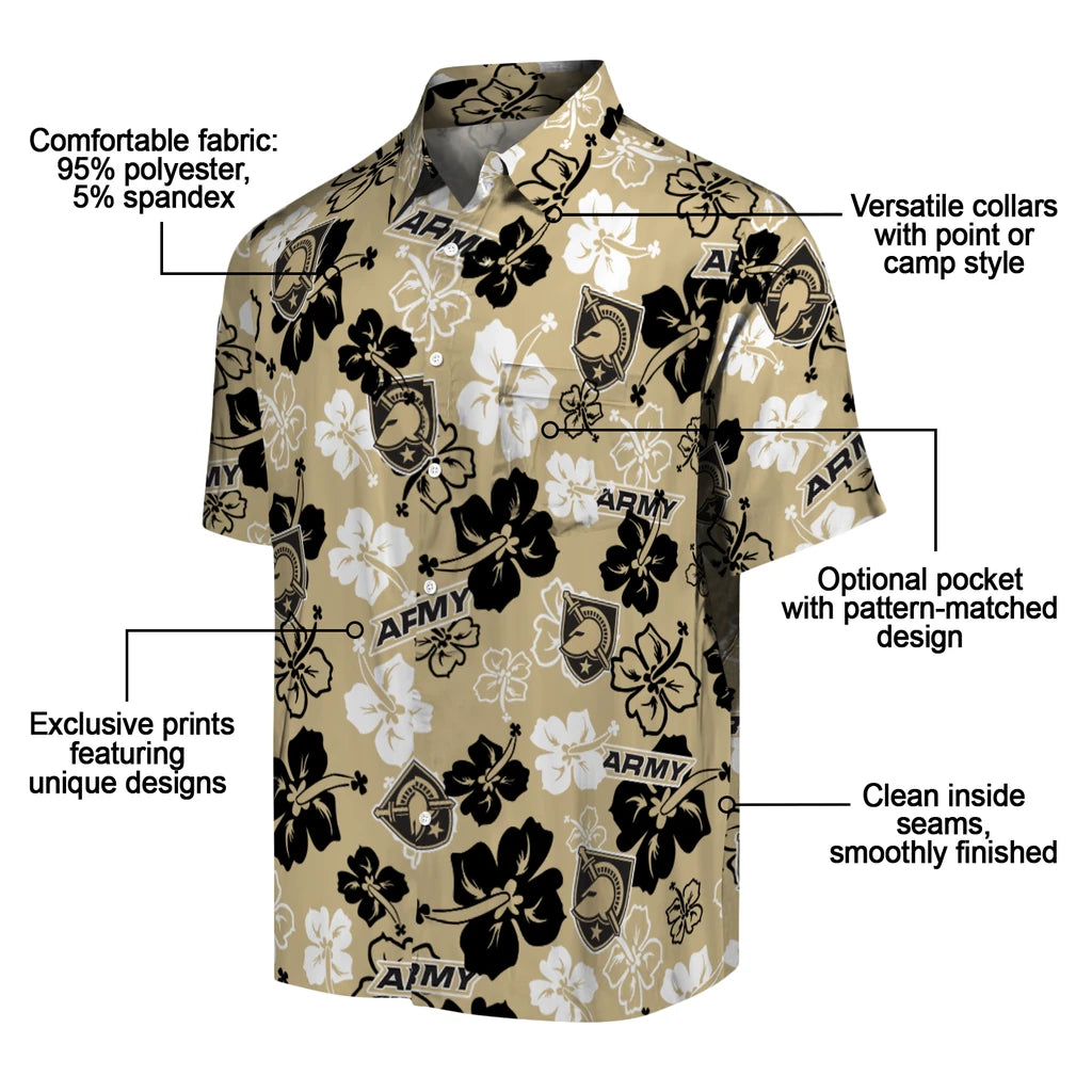Army Black Knights Hawaiian Shirt - Hibiscus Flower Design | Moonbestprint