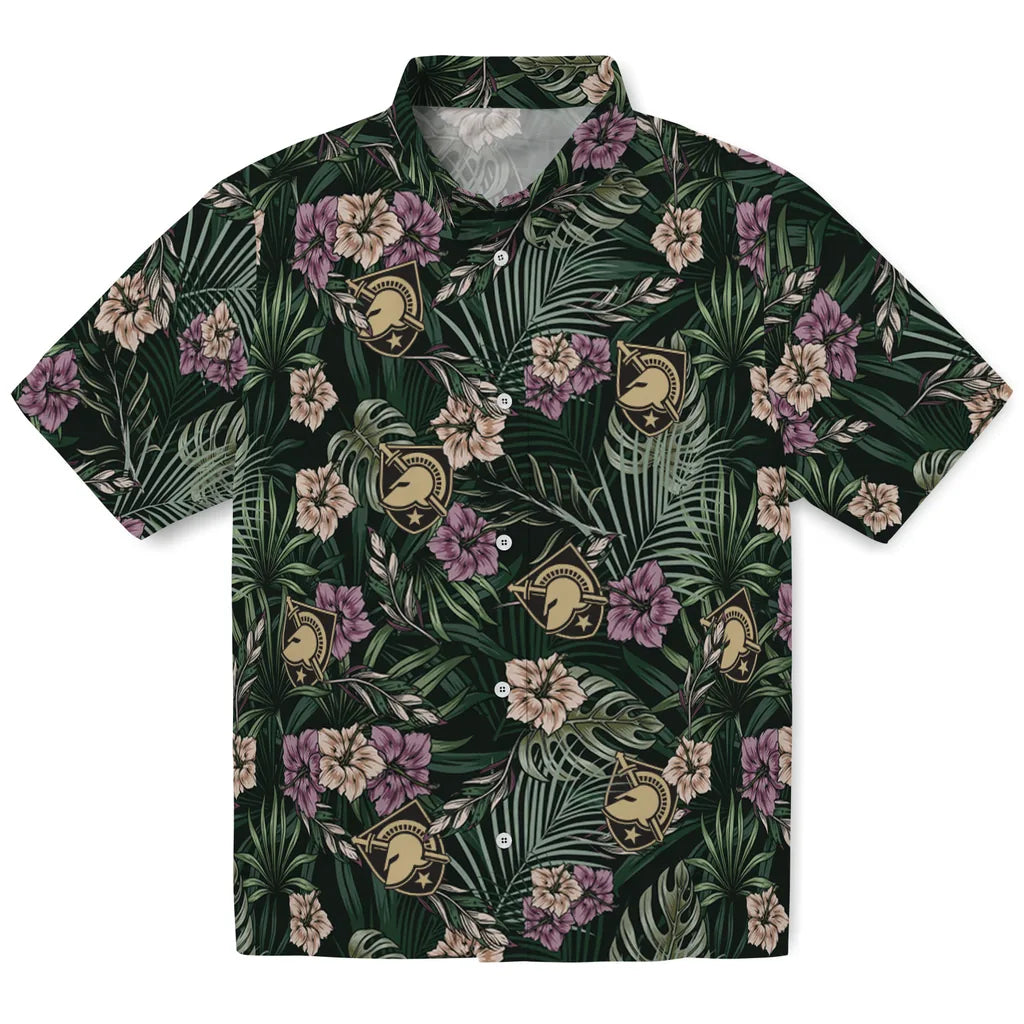 Army Black Knights Hawaiian Shirt - Hibiscus Leaves Pattern | Moonbestprint
