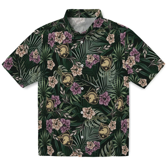 Army Black Knights Hawaiian Shirt - Hibiscus Leaves Pattern | Moonbestprint