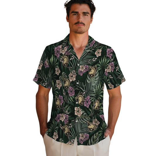 Army Black Knights Hawaiian Shirt - Hibiscus Leaves Pattern | Moonbestprint