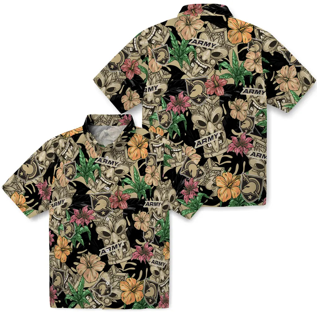 Army Black Knights Hawaiian Shirt - Hibiscus Tiki Jungle | Moonbestprint