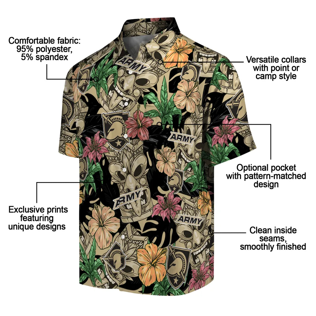 Army Black Knights Hawaiian Shirt - Hibiscus Tiki Jungle | Moonbestprint