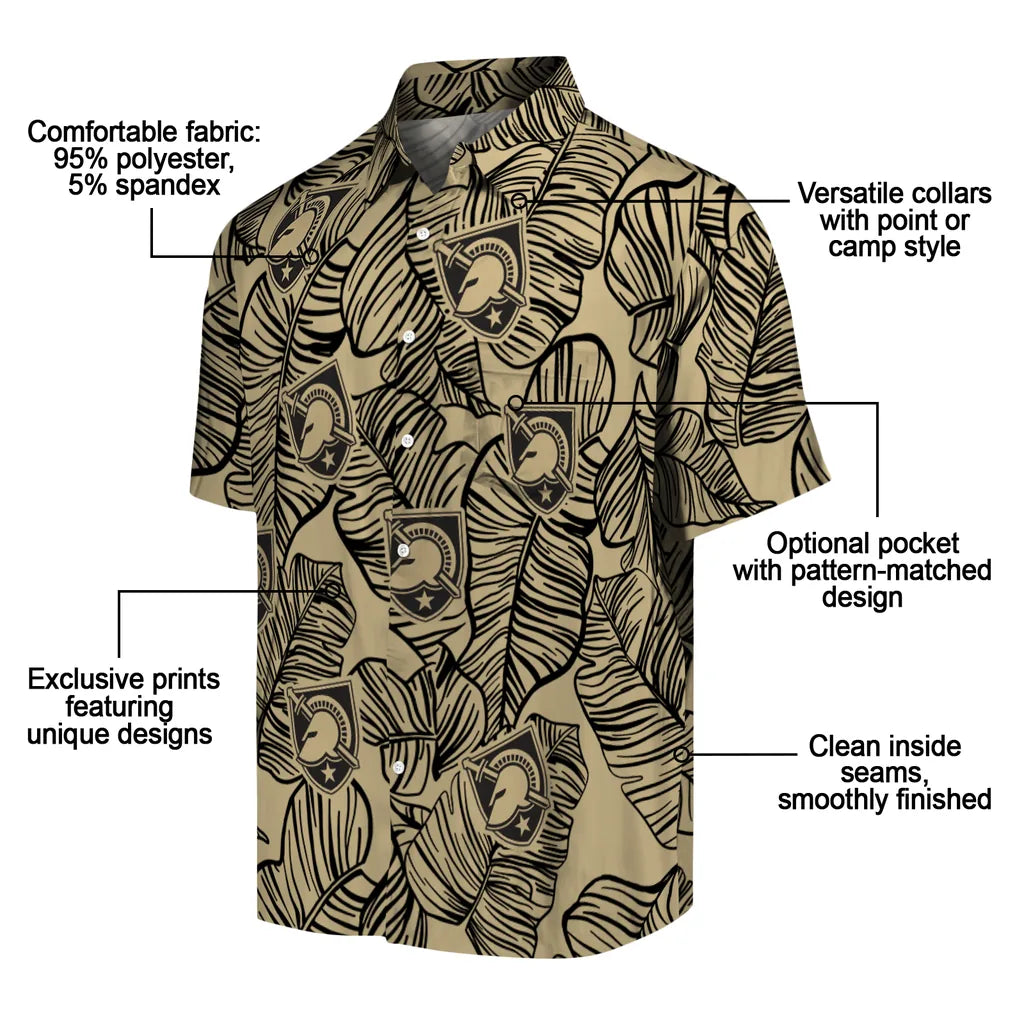 Army Black Knights Hawaiian Shirt - Leaf Outline | Moonbestprint