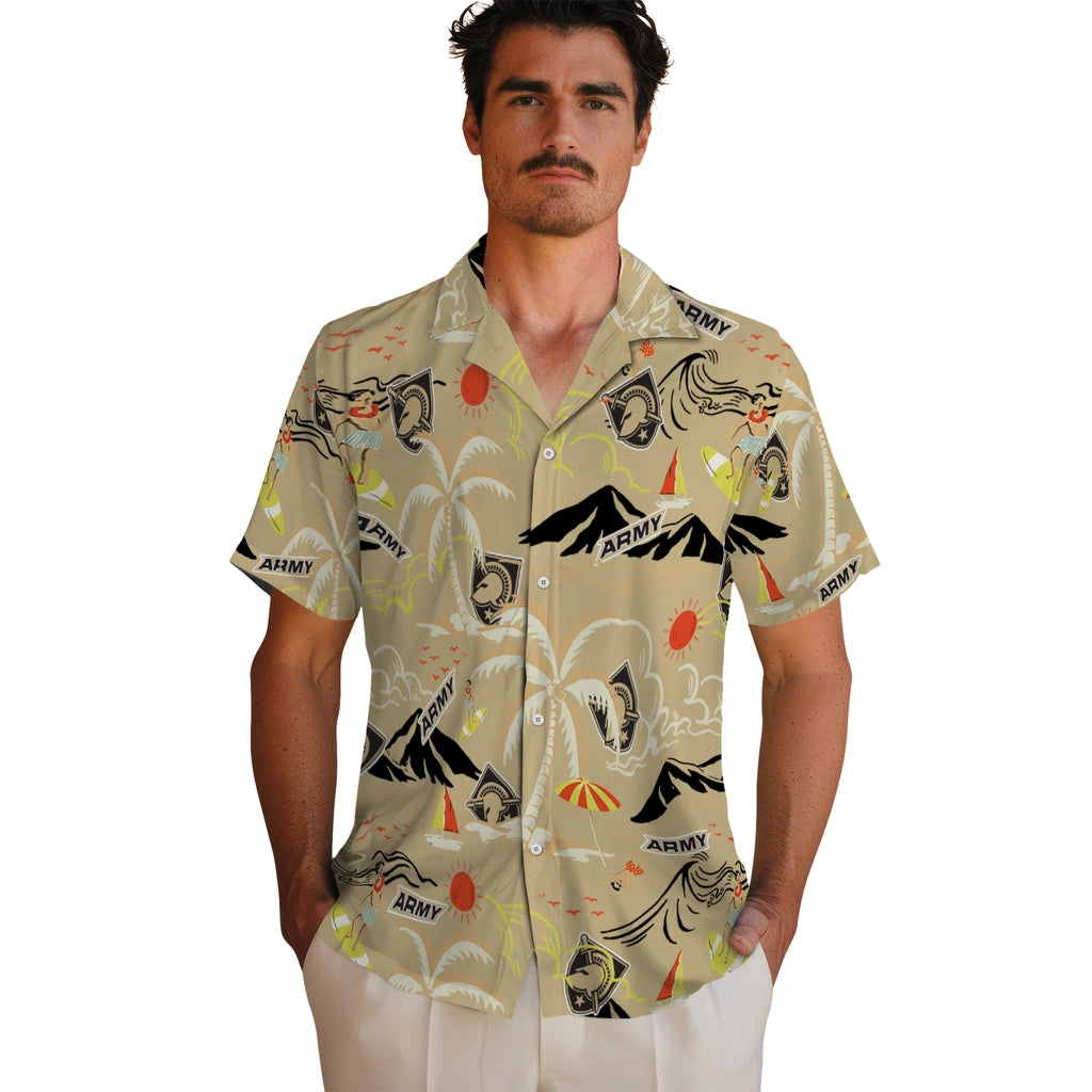 Army Black Knights Hawaiian Shirt - Palm Tree Island | Moonbestprint