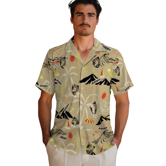 Army Black Knights Hawaiian Shirt - Palm Tree Island | Moonbestprint