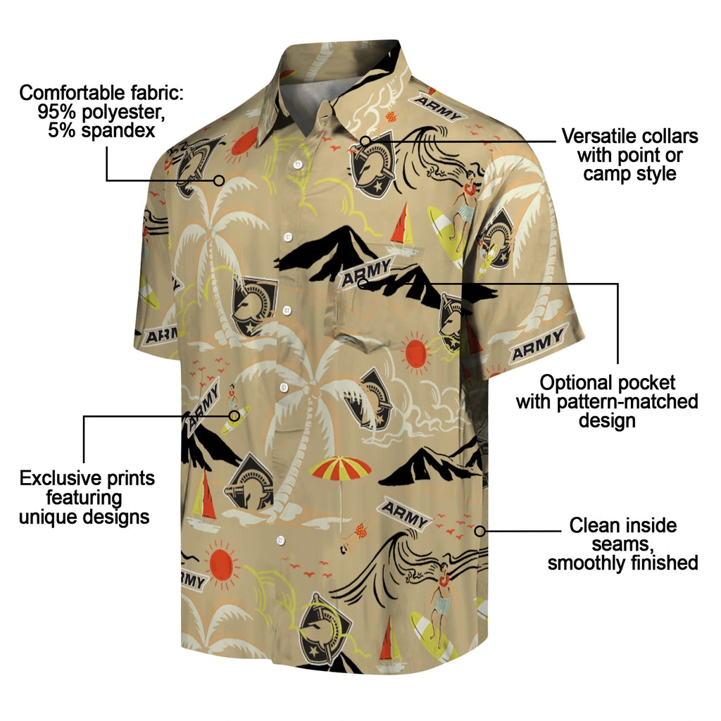 Army Black Knights Hawaiian Shirt - Palm Tree Island | Moonbestprint