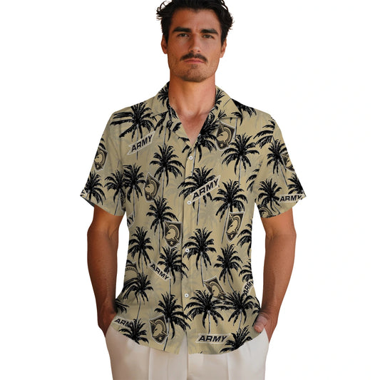 Army Black Knights Hawaiian Shirt - Palm Tree Motif | Moonbestprint