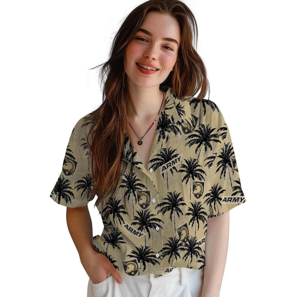 Army Black Knights Hawaiian Shirt - Palm Tree Motif | Moonbestprint
