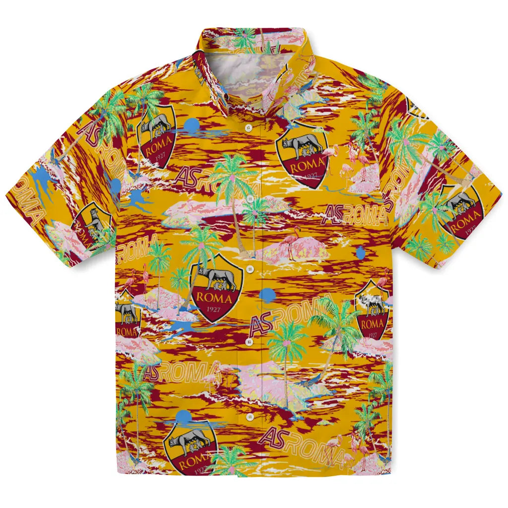 AS Roma Flamingo Retreat 2026 Hawaiian Shirt – Moonbestprint