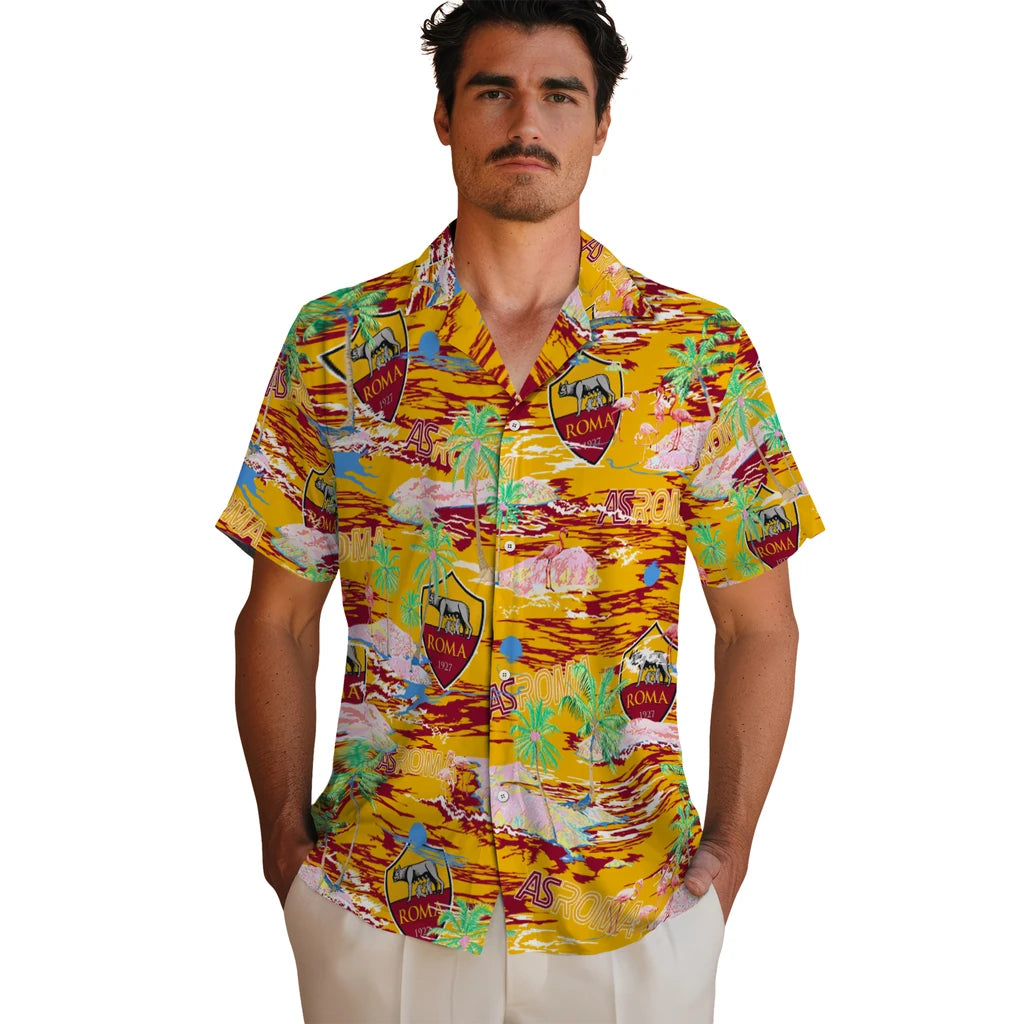 AS Roma Flamingo Retreat 2026 Hawaiian Shirt – Moonbestprint