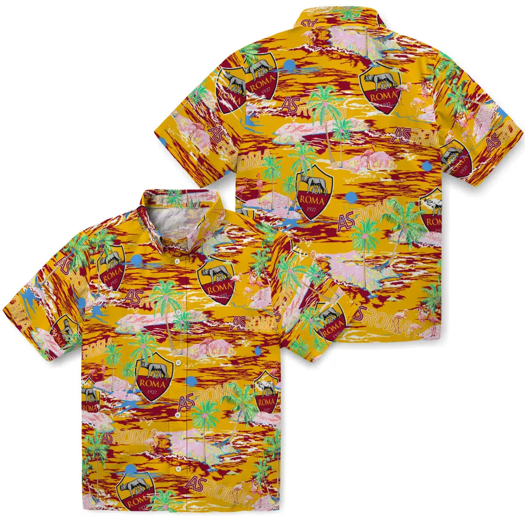 AS Roma Flamingo Retreat 2026 Hawaiian Shirt – Moonbestprint